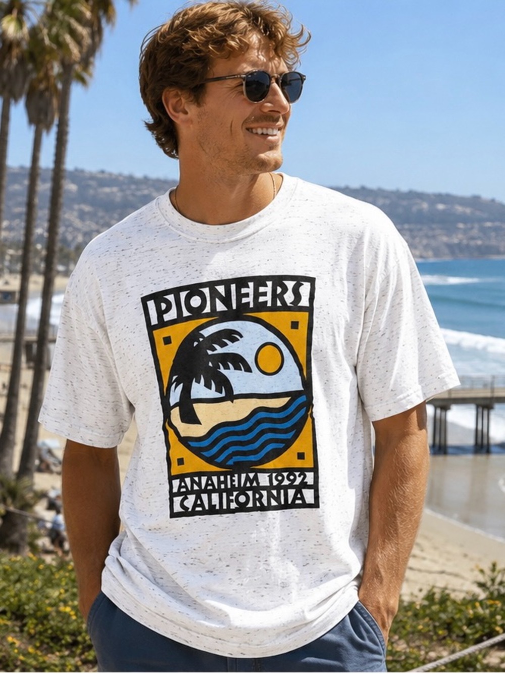 Vintage 1992 Pioneers Anaheim California Graphic Tee USA Made 100% Cotton Large